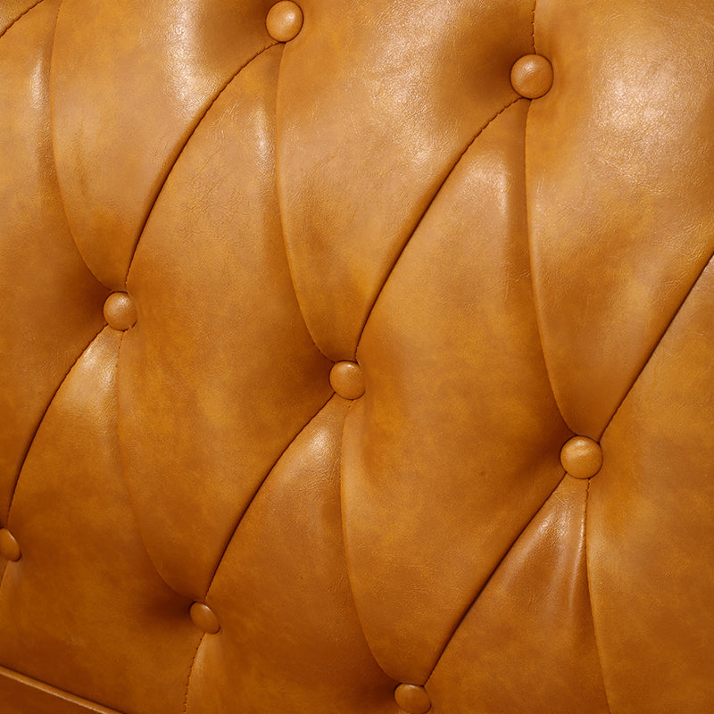 Orange Leather Tufted Armchair