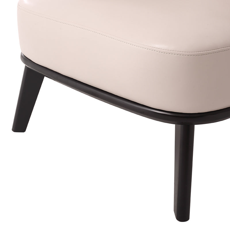 Beige Microfiber Leather Barrel Armchair