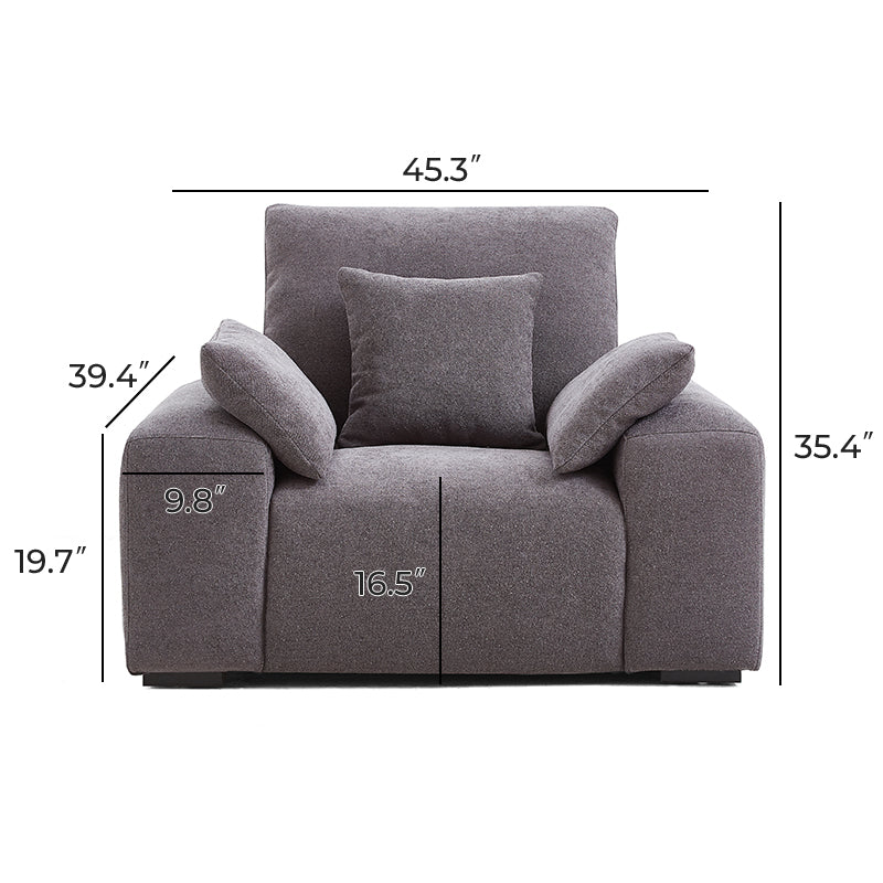 Dark Gray Polyester Box Armchair