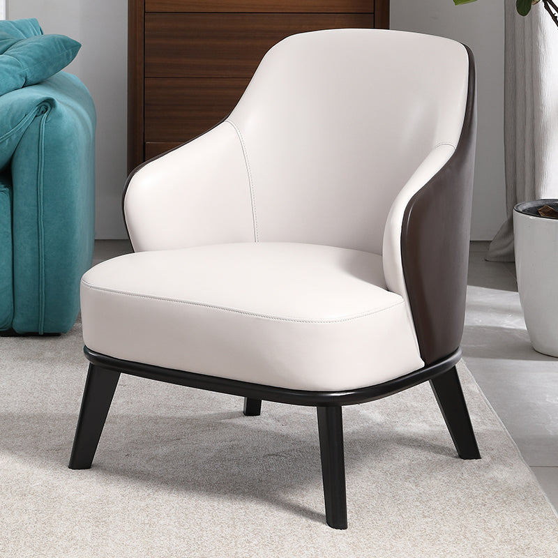 Beige Microfiber Leather Barrel Armchair