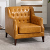 Orange Leather Tufted Armchair