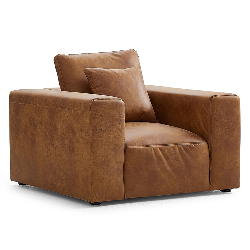 Tan Air Leather Industrial Armchair