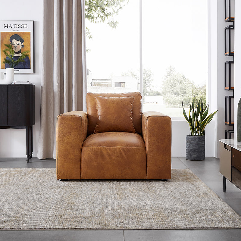 Tan Air Leather Industrial Armchair