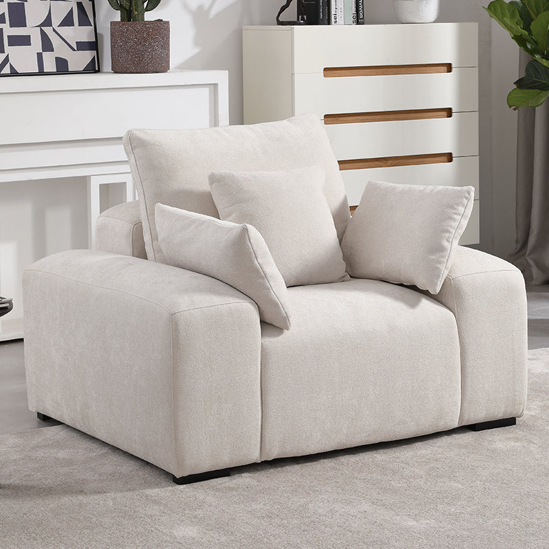 Beige Polyester Box Armchair