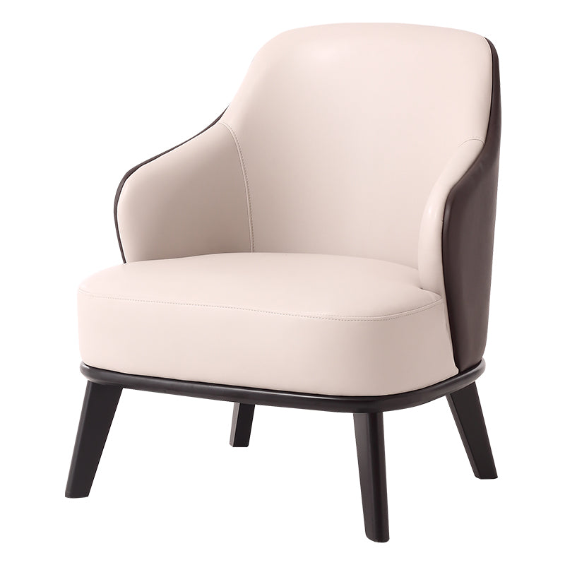 Beige Microfiber Leather Barrel Armchair