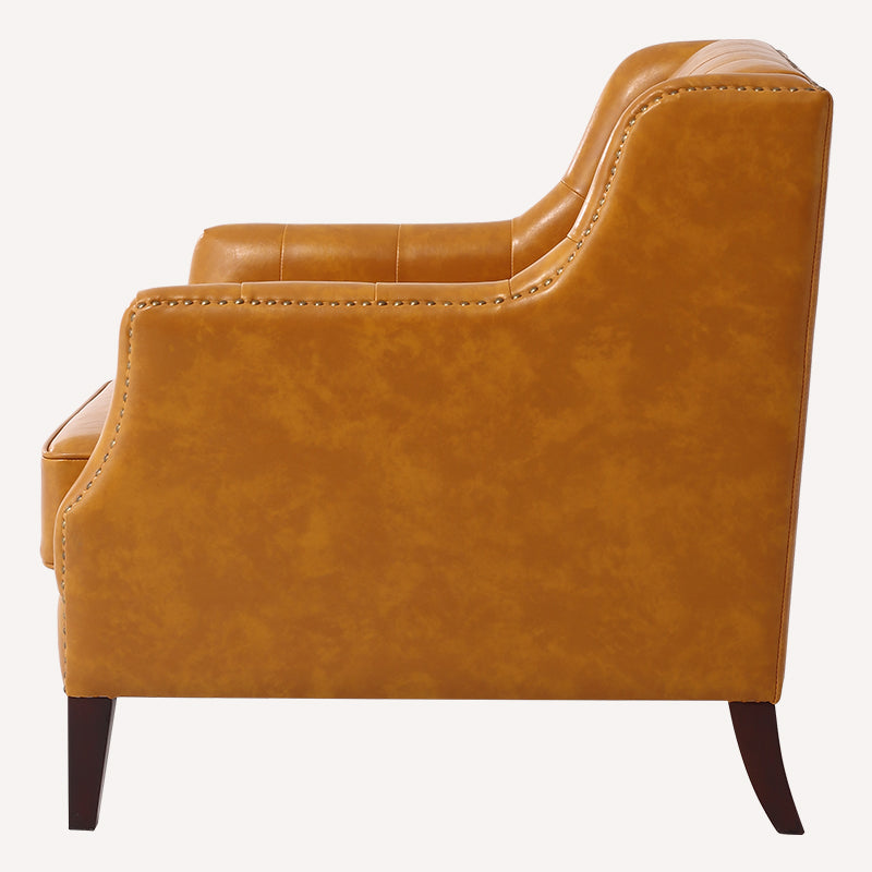 Orange Leather Tufted Armchair