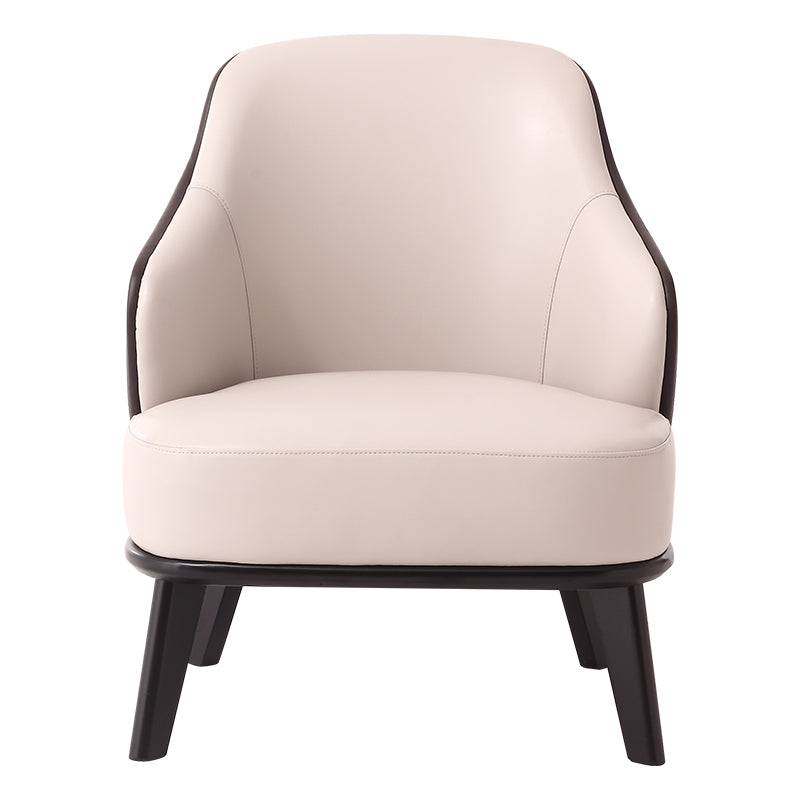 Beige Microfiber Leather Barrel Armchair