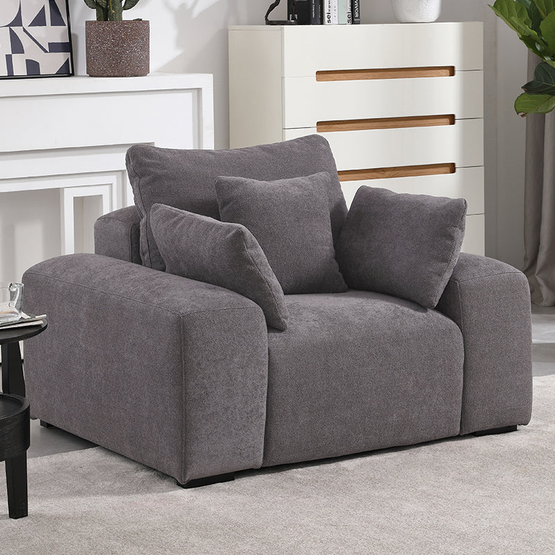 Dark Gray Polyester Box Armchair