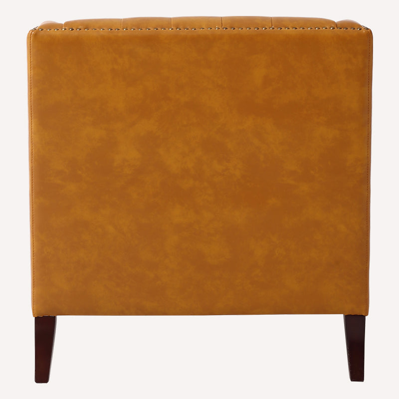 Orange Leather Tufted Armchair