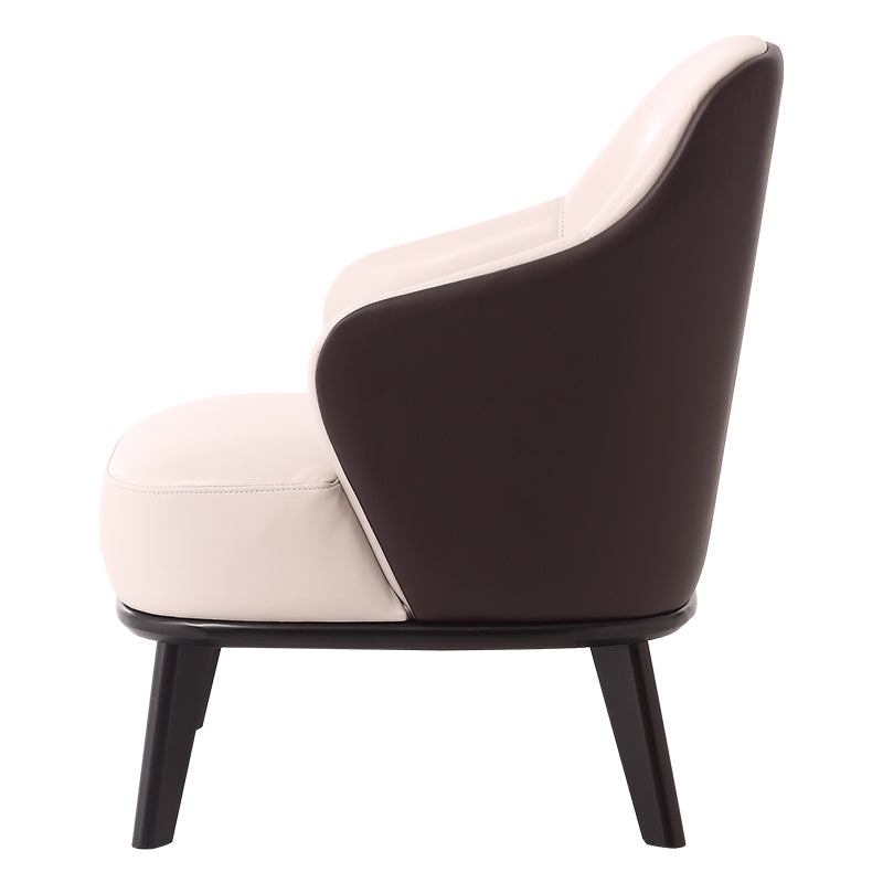 Beige Microfiber Leather Barrel Armchair