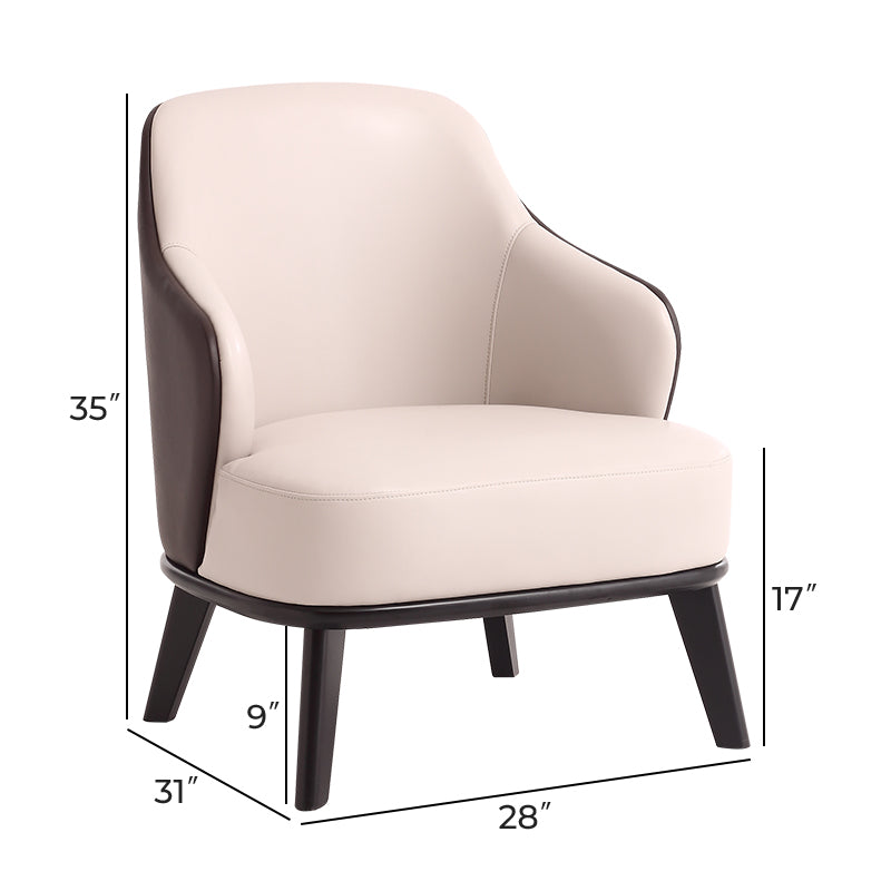 Beige Microfiber Leather Barrel Armchair